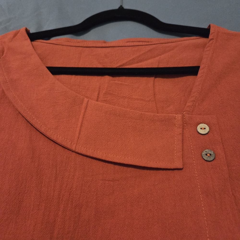 Orange Button-Detail Top